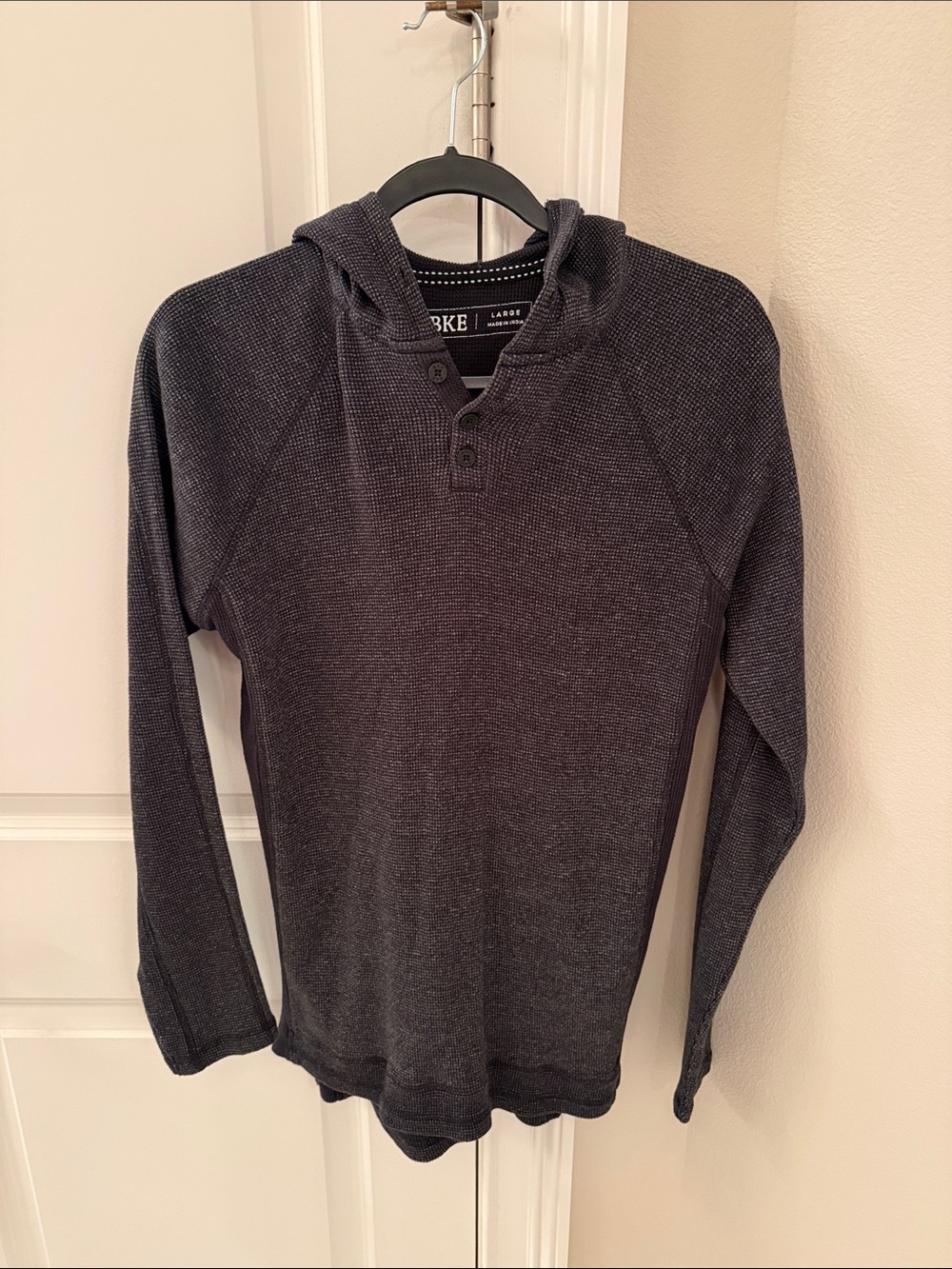 BKE Men's Charcoal Crewneck Hooded Sweater